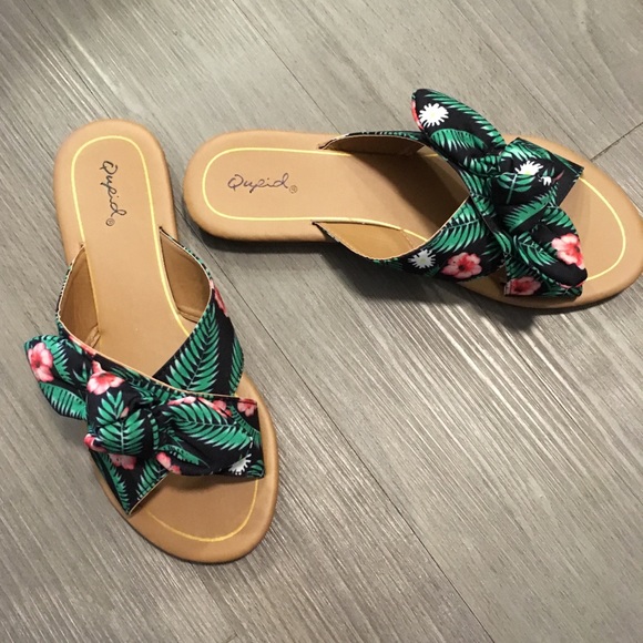 🌴Last Pair🌴Tropical Bow Slip On Sandals/Mules - Picture 6 of 8